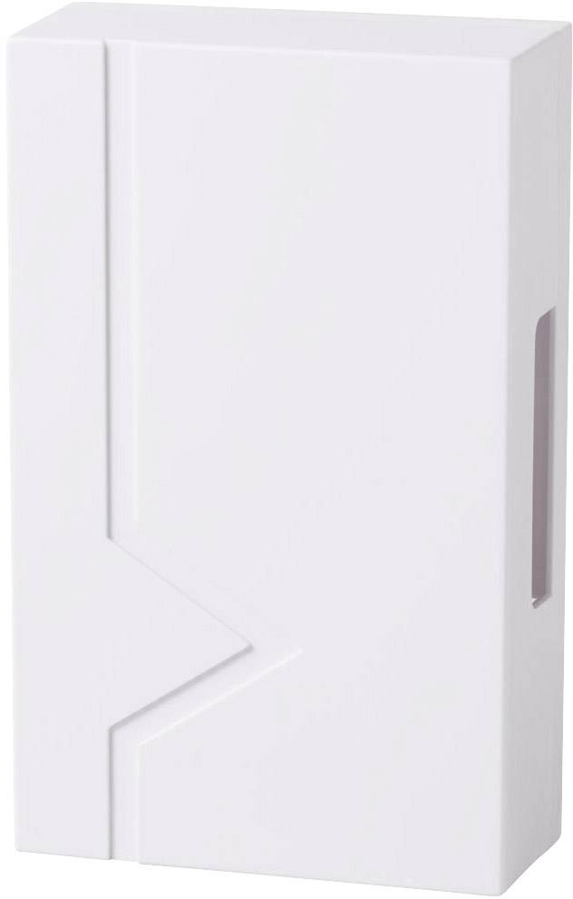 A white, rectangular plastic casing with a diagonal groove on the front surface, serving as a protective cover.