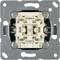 An uninstalled light switch without a cover, revealing its internal mechanism and mounting base.