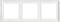 White, triple compartment mounting plate, suitable for installing switches or sockets, for wall mounting.