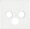 White plastic cover with three round cutouts and a small square cutout in the centre.