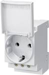 DIN rail earthing contact plug socket with lift-up lid