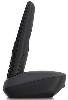 A side view of an ergonomic black vertical computer mouse, showing its curved shape and button layout.