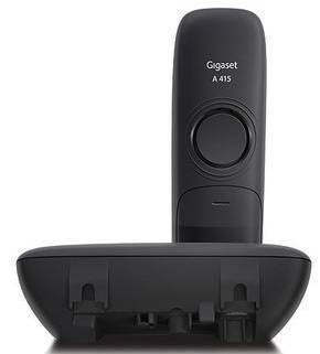 Cordless telephone Gigaset A415, grey, with base station. Main display shows a simple, modern design without visible buttons.