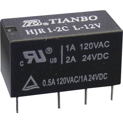 Tianbo Electronics HJR1-2C-L-12VDC PCB relay 12 V DC 2 A 2 change-overs 1 pc(s) 