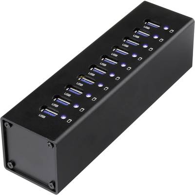   10 ports USB 3.2 1st Gen (USB 3.0) hub Aluminium casing Black