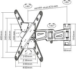 SpeaKa Professional TV wall mount 81,3 cm (32") - 139,7 cm (55") Tiltable, Swivelling-6