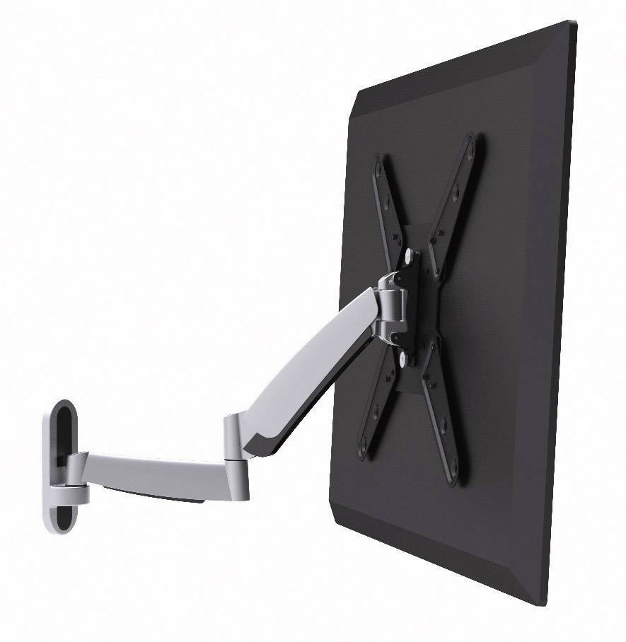 Flat screen mounted on an adjustable and tilting wall bracket, demonstrating the functionality and flexibility of the mount.