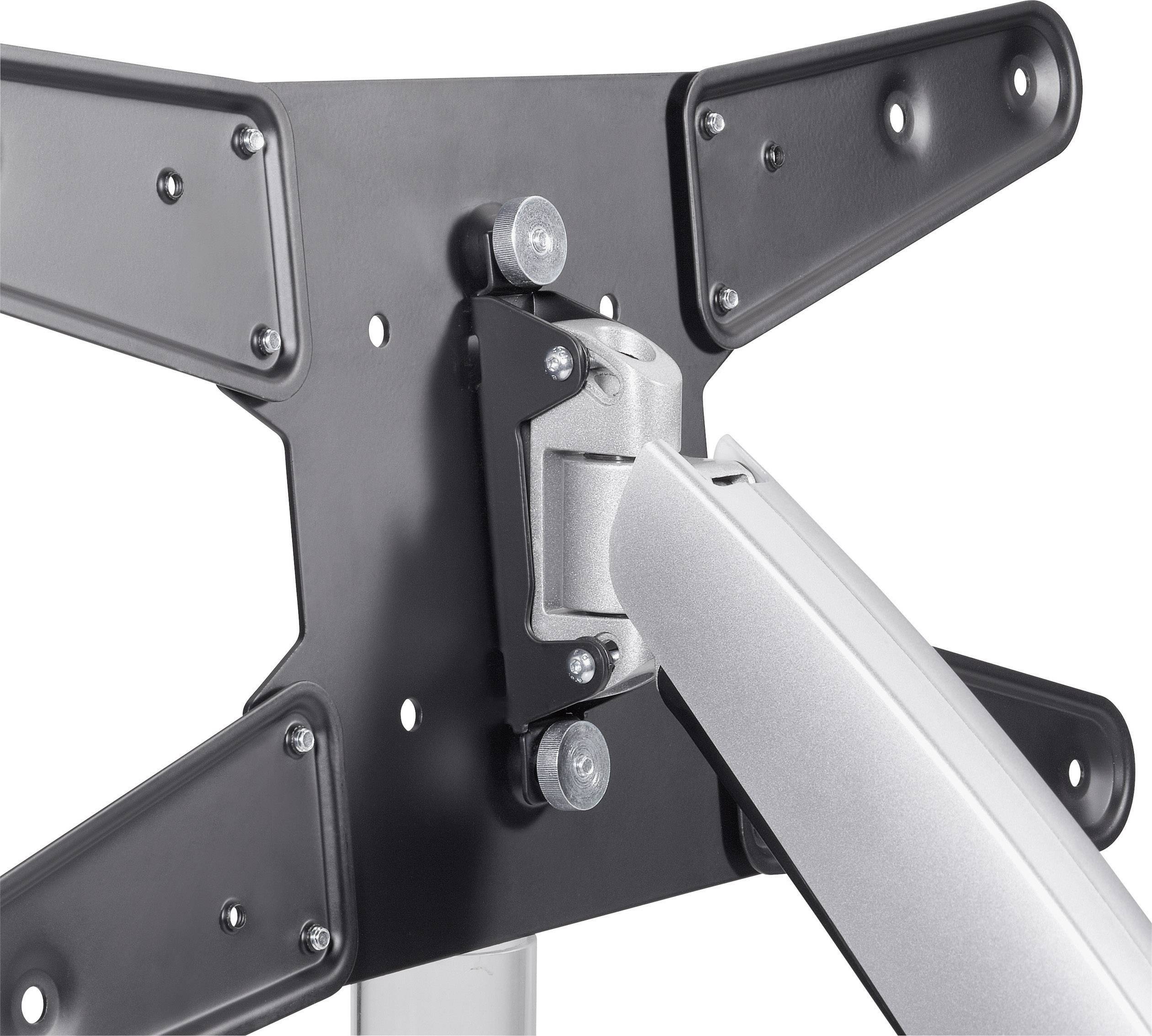 Close-up of a mounting bracket for a monitor arm, attached to the rear of a display screen.