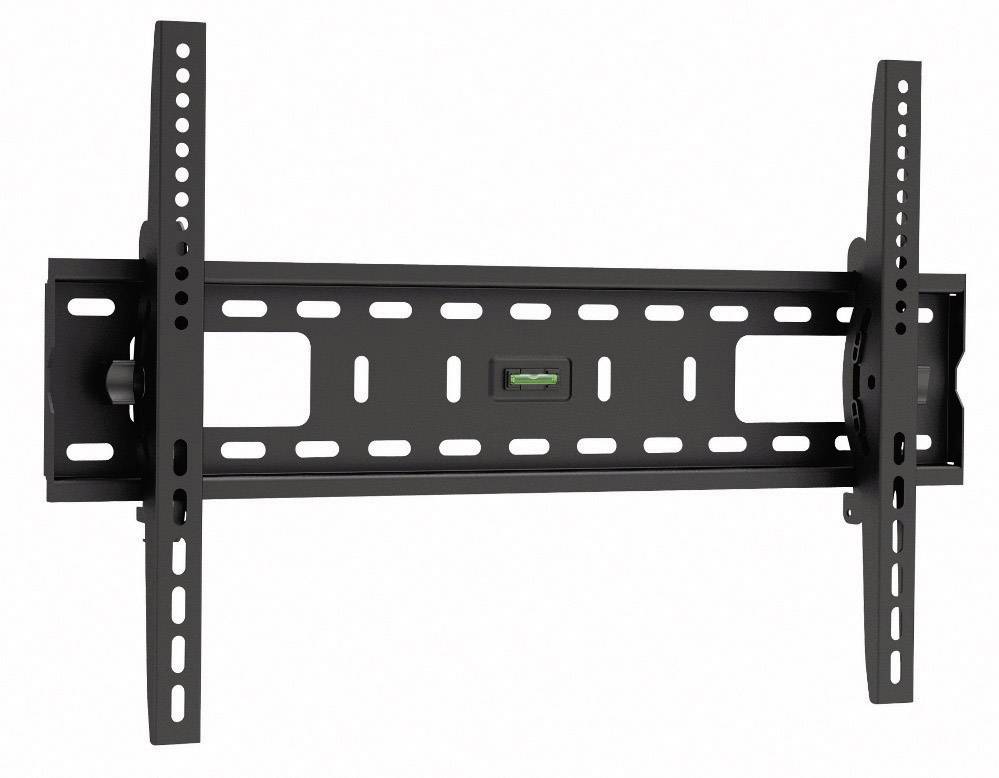 A black TV wall mount with tilt function, suitable for flat-screen televisions.