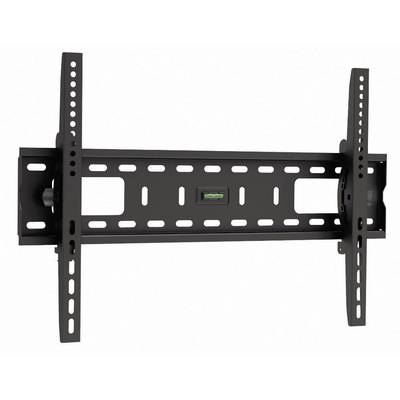 A black TV wall mount with tilt function, suitable for flat-screen televisions.
