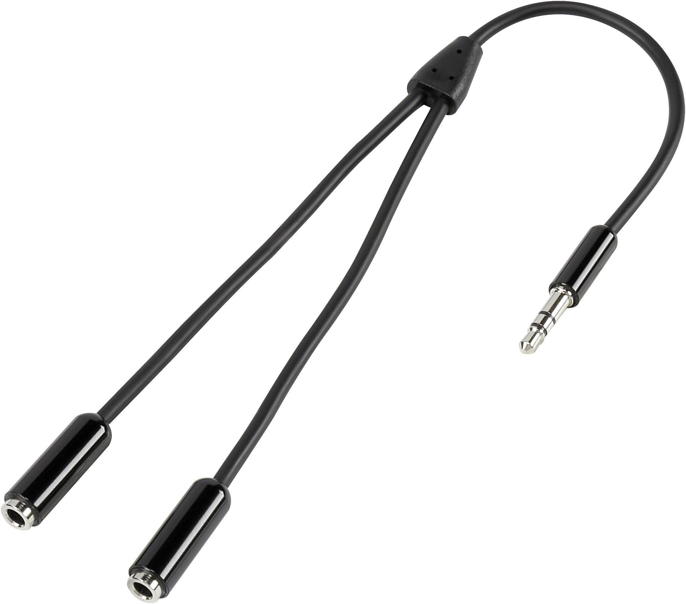 SpeaKa Professional SP-7870032 Jack Audio/phono Cable [1x Jack plug 3.5 mm - 2x Jack socket 3.5 mm] 20.00 cm Black SuperSoft sheath