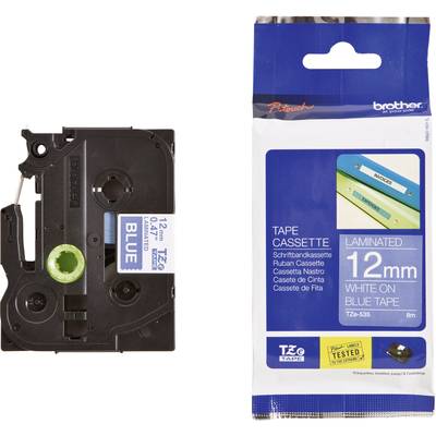 Brother TZe-535 Labelling tape  Plastic Tape colour: Blue Font colour: White 12 mm 8 m