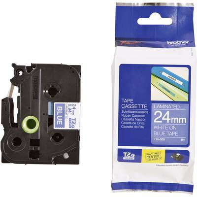 Brother TZe-555 Labelling tape  Plastic Tape colour: Blue Font colour: White 24 mm 8 m