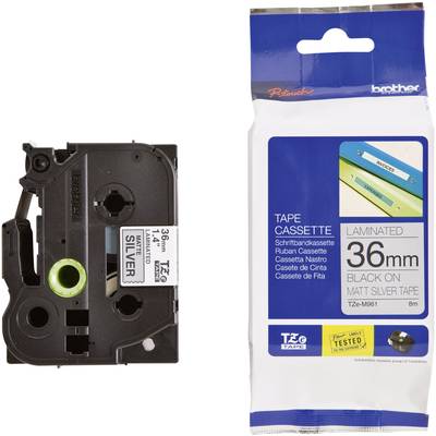 Brother TZe-M961 Labelling tape (metallic)   Tape colour: Silver (matt) Font colour: Black 36 mm 8 m