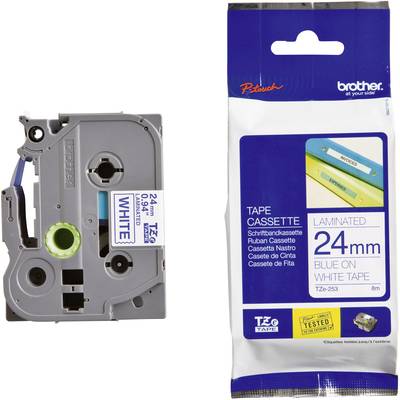 Brother TZe-253 Labelling tape  Plastic Tape colour: White Font colour: Blue 24 mm 8 m