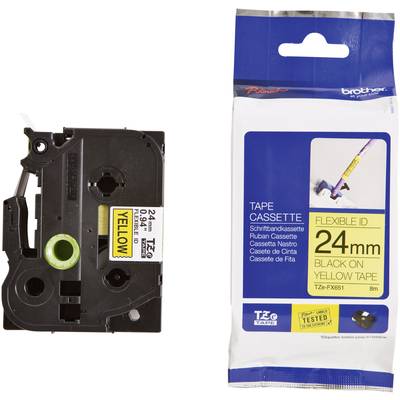 Brother TZe-FX651 Labelling tape (flexible)   Tape colour: Yellow Font colour: Black 24 mm 8 m