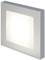 A square LED wall light with a silver frame shines brightly. Can be used for decoration or as a pathway light.