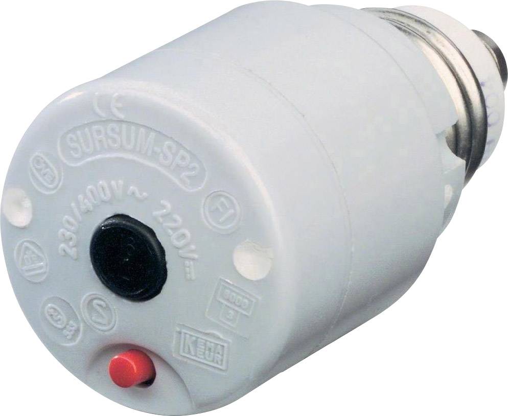 Electrical adapter with white casing, E27 socket and black switch, suitable for voltages of 230-240V.