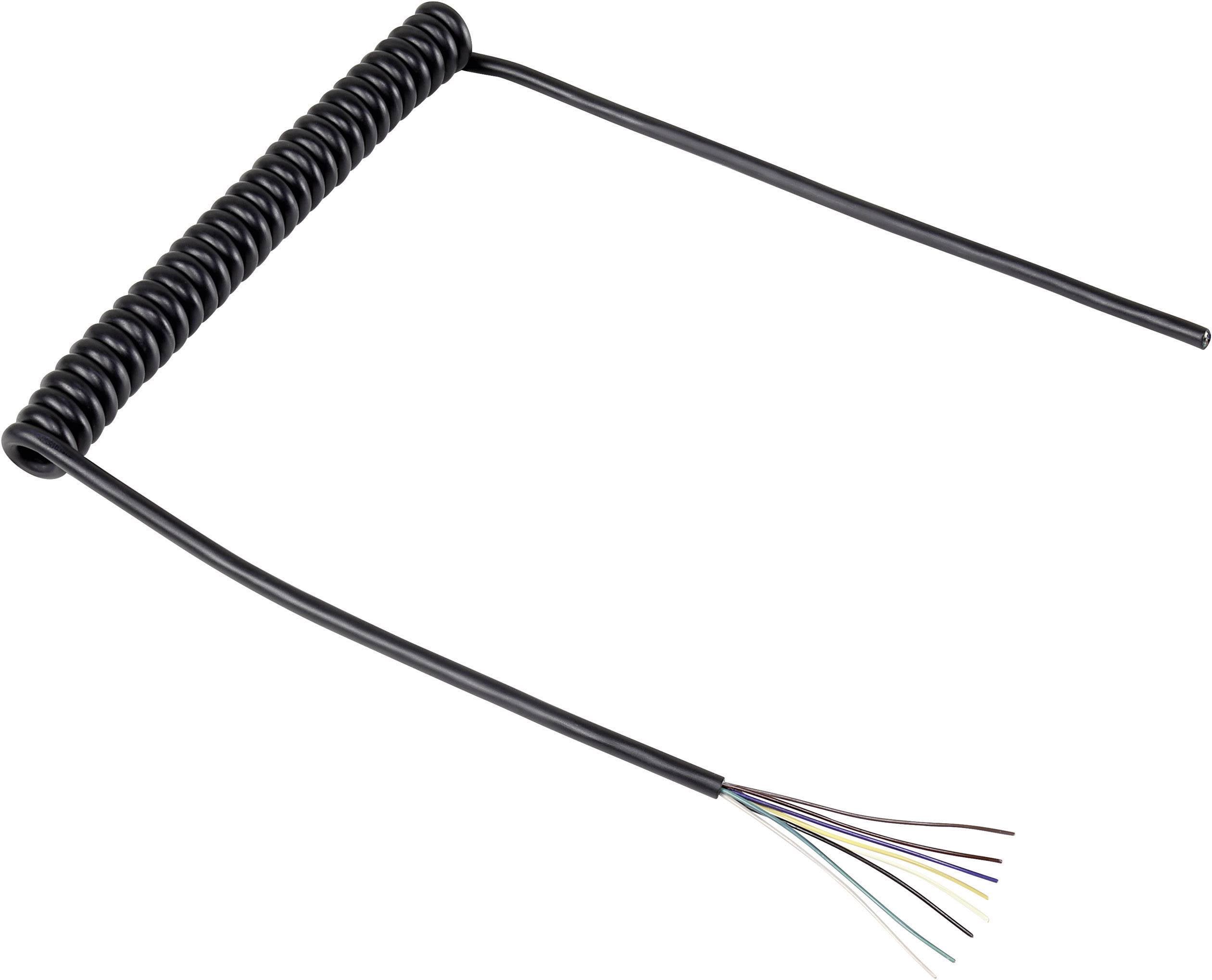 TRU COMPONENTS 1570979 Spiral cable 218 mm / 640 mm 8 x 0.12 mm² Black 1 pc(s)