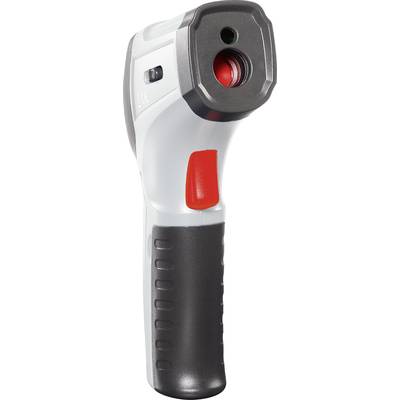 Infrared temperature measuring device with digital display and ergonomic handle, primarily used in technical and industrial settings.