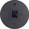 'Back of a black wall clock with battery compartment in the centre. Brand logo and CE marking visible.'