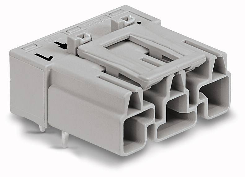 'Close-up of a grey multi-socket connector.'