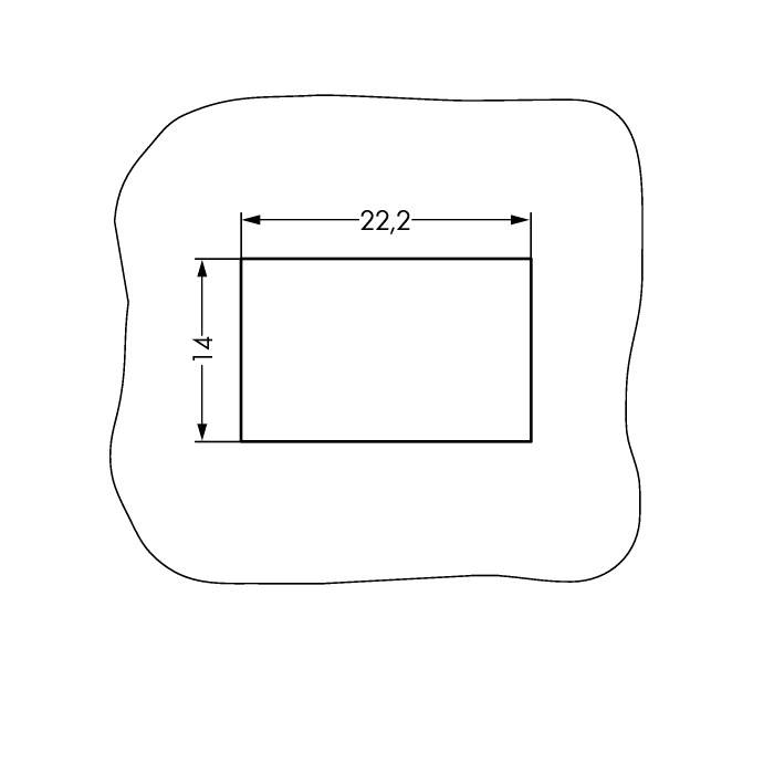 Rectangular sketch with dimensions: width 22.2 cm and height 14 cm.