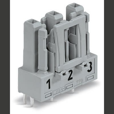A grey electrical connector with three numbered terminals, marked as '1', '2', and '3'.