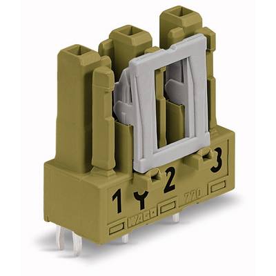 A brown, upright connector plug with the numbers '1', '2' and '3' printed on it. It has three metal connection pins.