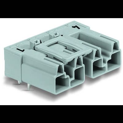 A grey, rectangular multi-pin connector, available from RS Components.