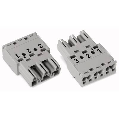 Two grey connectors with numbered connection slots from 1 to 3, showing the front and back views.