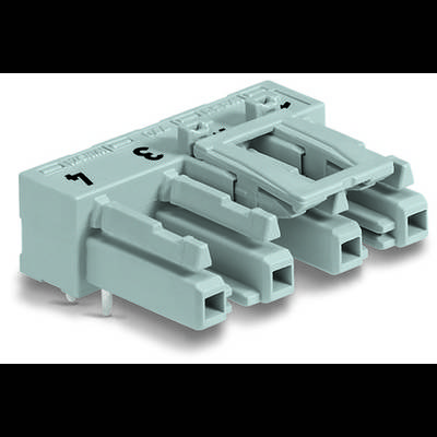 Grey, multi-pole connector housing with four slots, labelled with numbers from 1 to 4.