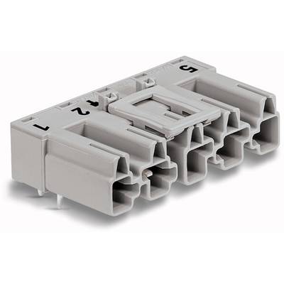 A grey, rectangular electrical connector with five numbered terminals arranged in a straight line.
