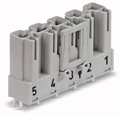 Grey plug connector with five numbered connections from 1 to 5. The connector has a rectangular body and is viewed from the side.