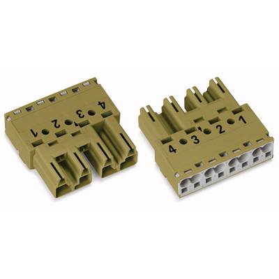 Two brown plastic connectors side by side. Both are labelled with numbers 1 to 4 and have multiple connection sockets.