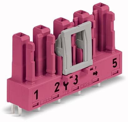Five-pin, purple connector with numbering 1-5 and grey mounting bracket.