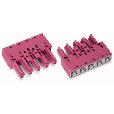 Two pink connector plugs with numbered terminals from 1 to 5, depicted side by side.
