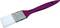 Red paint brush with white bristle head on a white background.