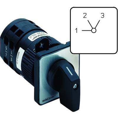 A three-position rotary switch. Positions 1, 2 and 3 are shown in a diagram. The switch is currently set to position 1.