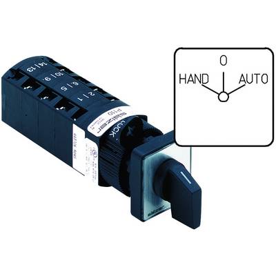 Rotary switch with numbers 0 to 13 and labelling 'HAND', '0', 'AUTO'. The arrow is pointing to the 'HAND' position.