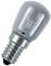 A small light bulb with a screw base, suitable for appliances such as fridges or ovens.