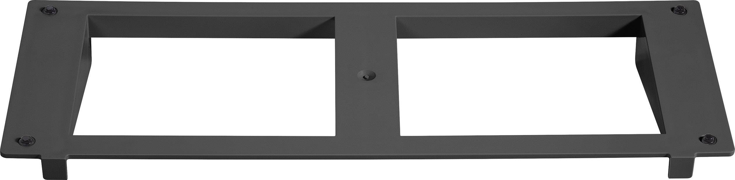 Black rectangular frame with two symmetrical, square cut-outs in the centre.