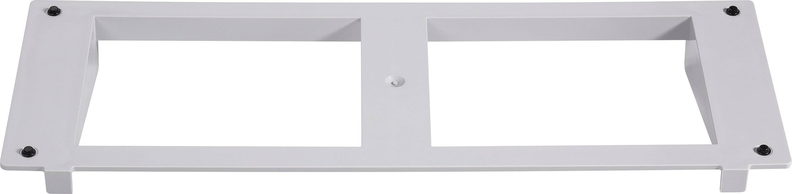 A rectangular, white metal frame with two open sections, presumably for mounting or covering in a technical environment.
