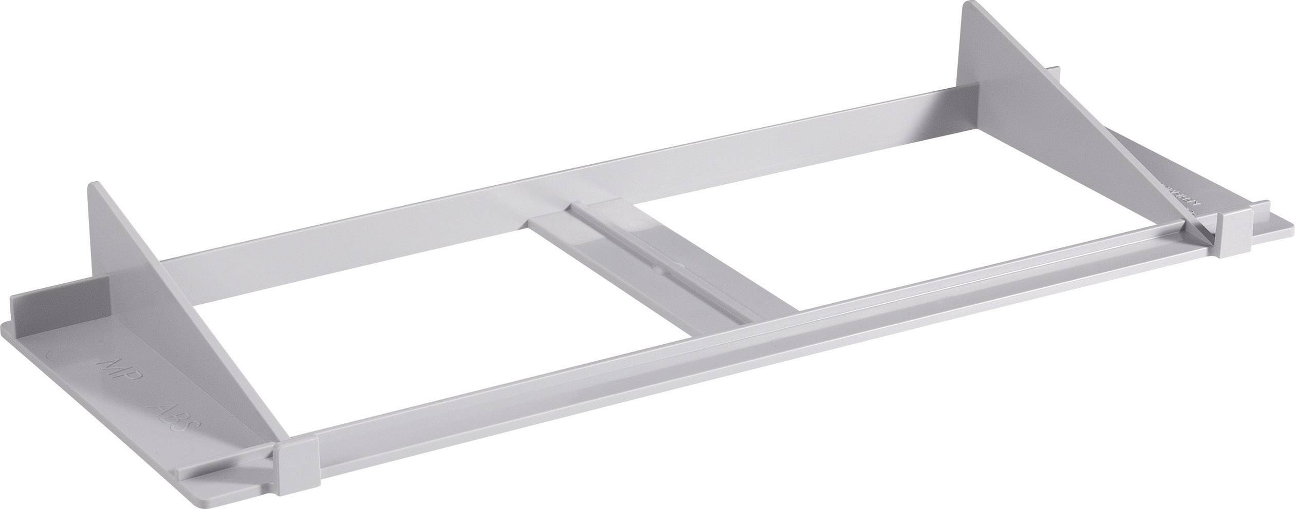 Metal box frame in grey, rectangular with an open design.