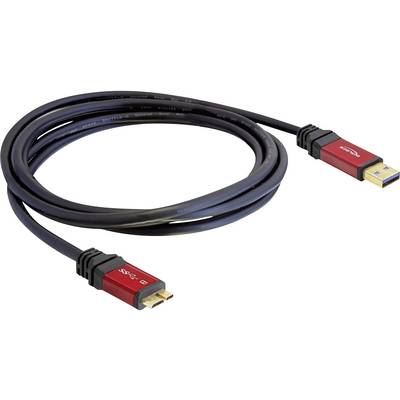 A black USB cable with red connectors at both ends, which is USB 3.0 compatible.