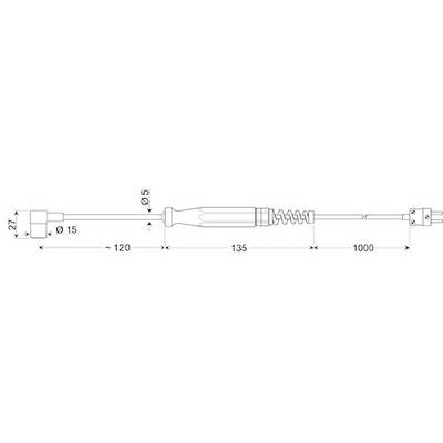 Technical drawing of a connector with dimensions: Total 1255 mm, Ø 15 mm. Individual parts: 120 mm, 135 mm, 1000 mm, Ø 27 mm.