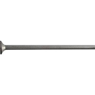 A long, thin metal nail with a flat head, tapering to a point on one side. Often used for fastening materials.