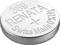 Silver button cell battery with inscription '389 RENATA Swiss Made 0% Hg'.