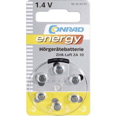Conrad energy Button cell ZA 10 1.4 V 6 pc(s) 90 mAh Zinc air 