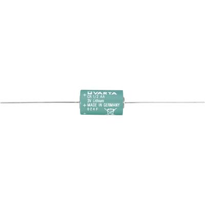 Lithium button cell by Varta, type CR1/2 AA, with inscription 'Made in Germany'.